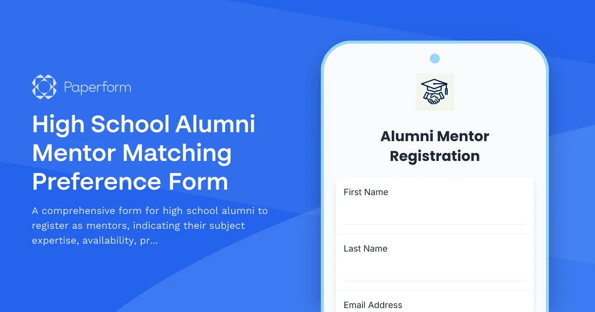 High School Alumni Mentor Matching Preference Form