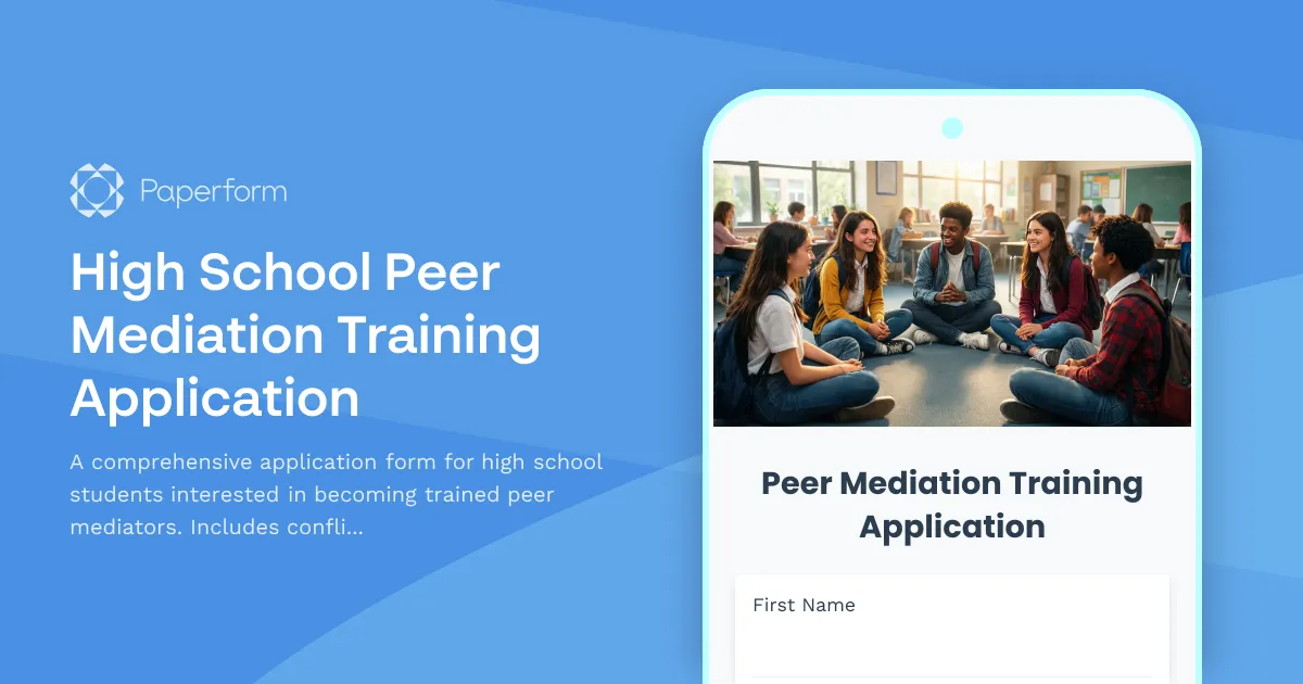 High School Peer Mediation Training Application