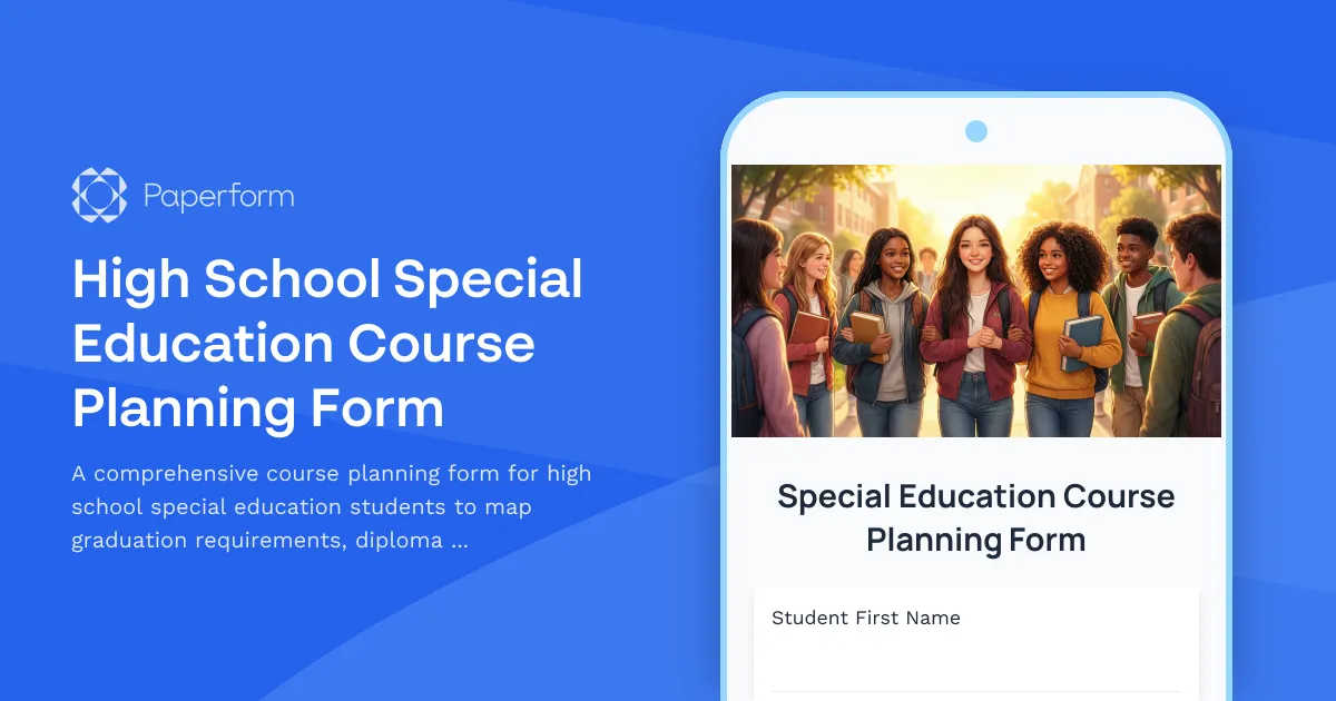 High School Special Education Course Planning Form