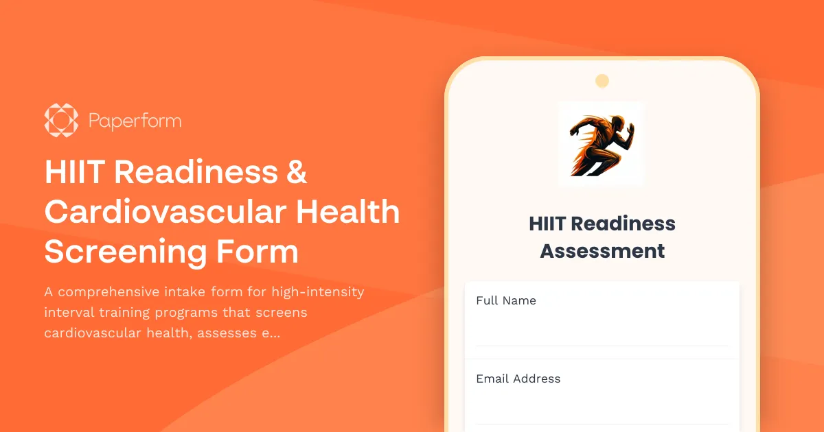 HIIT Readiness & Cardiovascular Health Screening Form