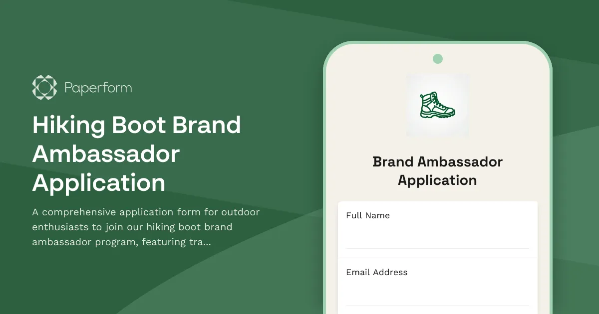 Hiking Boot Brand Ambassador Application
