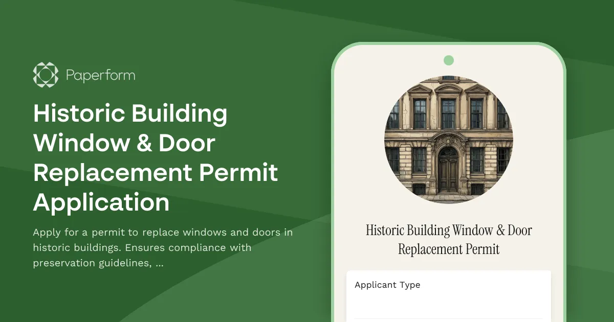 Historic Building Window & Door Replacement Permit Application