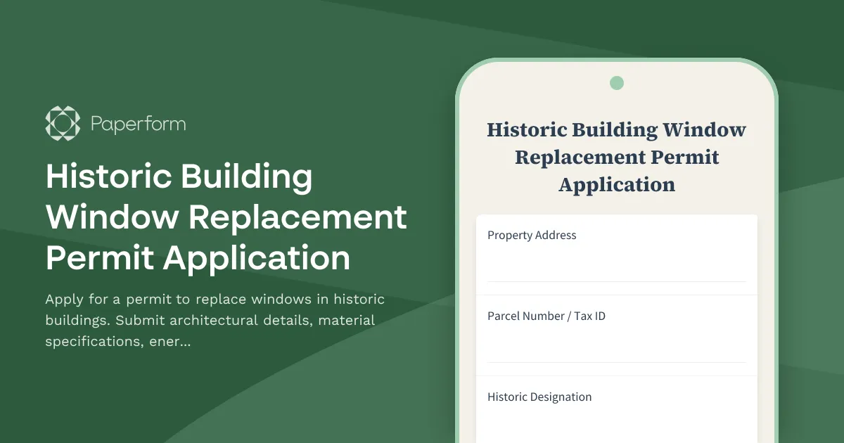 Historic Building Window Replacement Permit Application