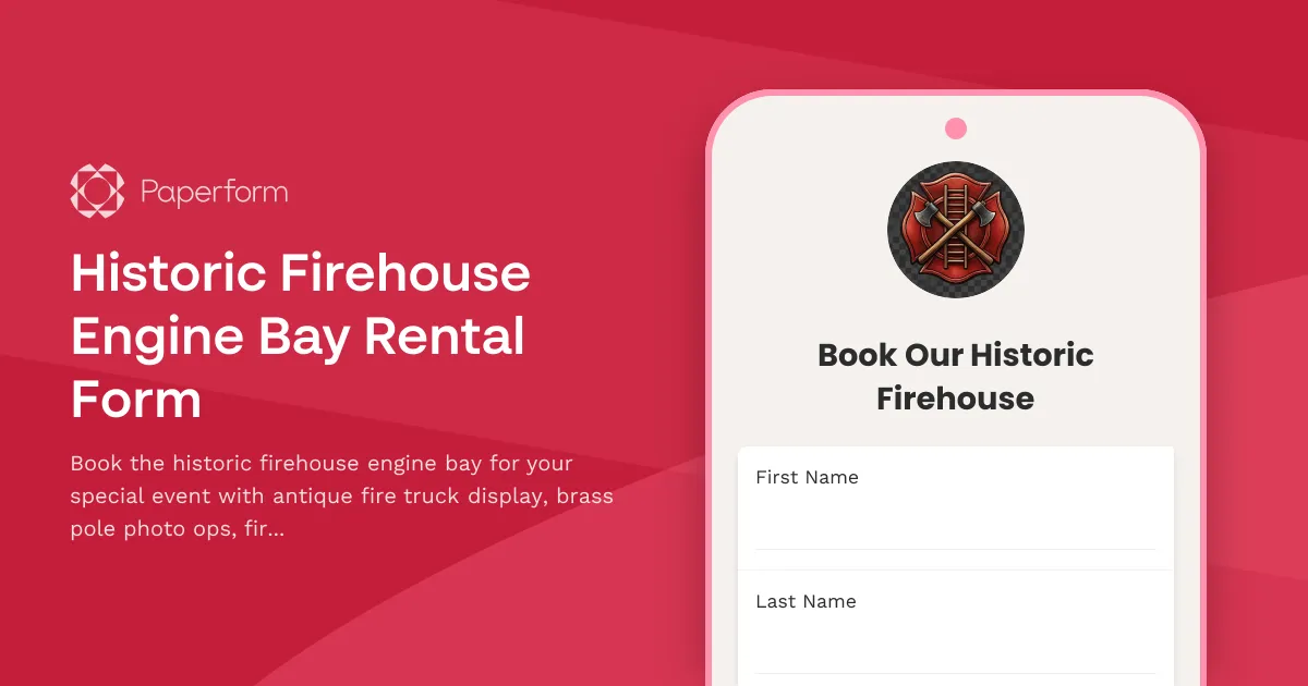 Historic Firehouse Engine Bay Rental Form