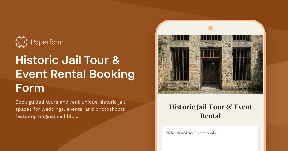 Historic Jail Tour & Event Rental Booking Form