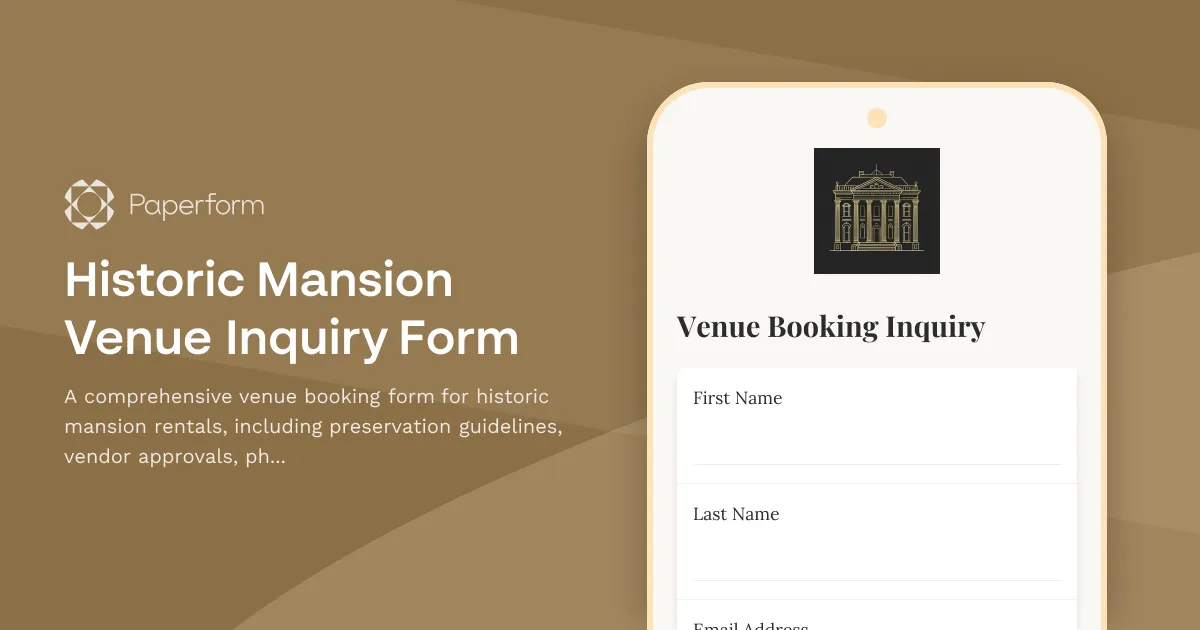 Historic Mansion Venue Inquiry Form