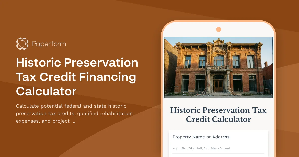 Historic Preservation Tax Credit Financing Calculator