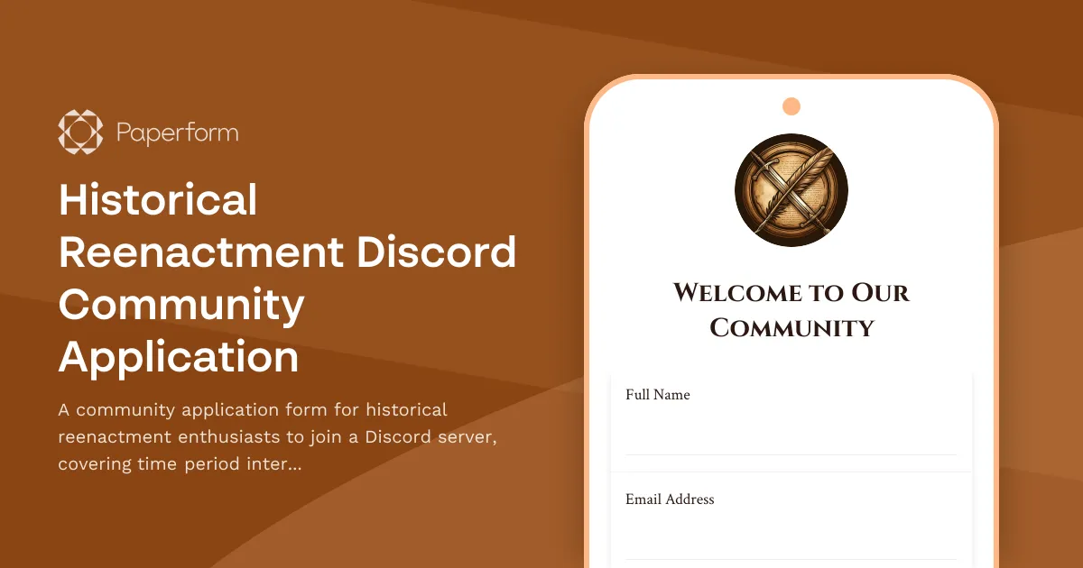 Historical Reenactment Discord Community Application