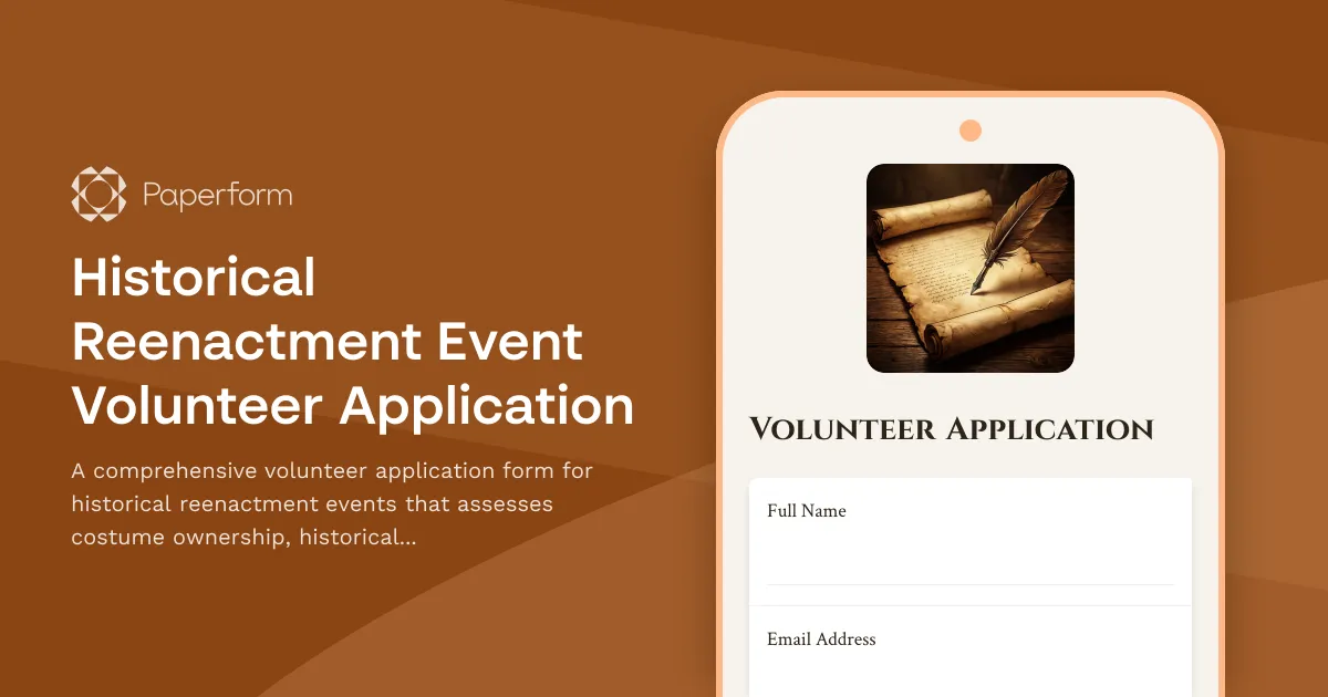 Historical Reenactment Event Volunteer Application