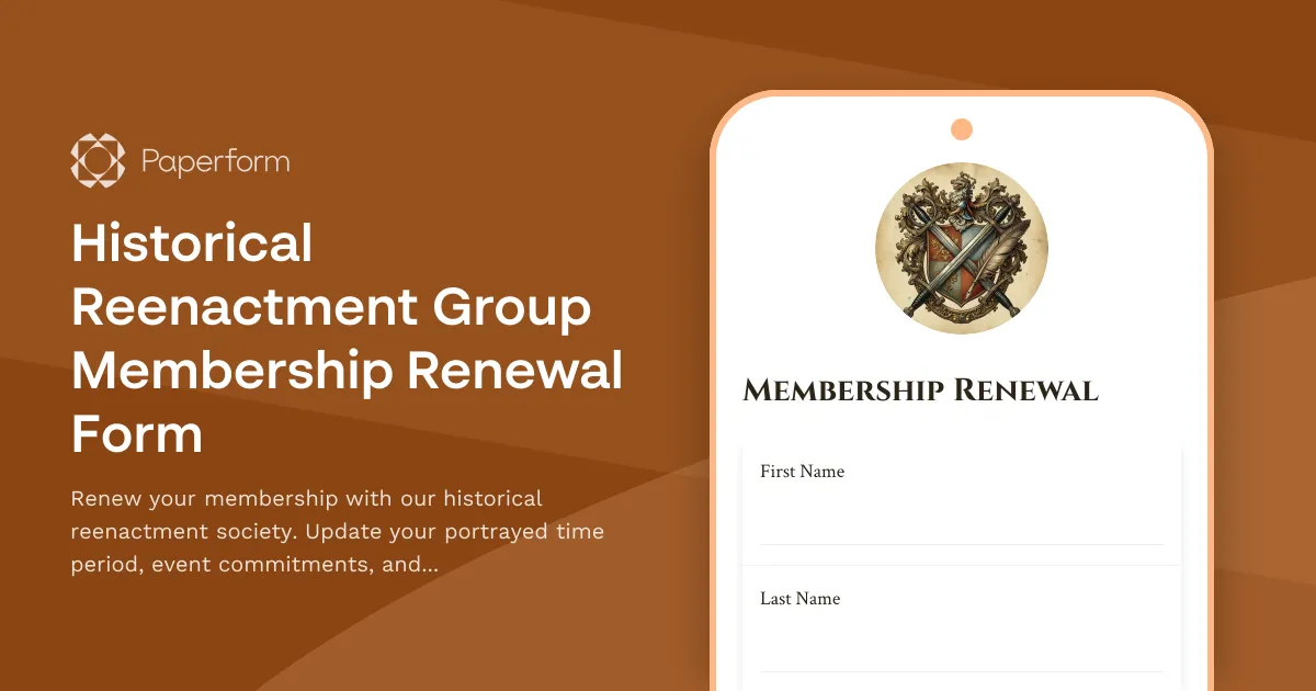 Historical Reenactment Group Membership Renewal Form