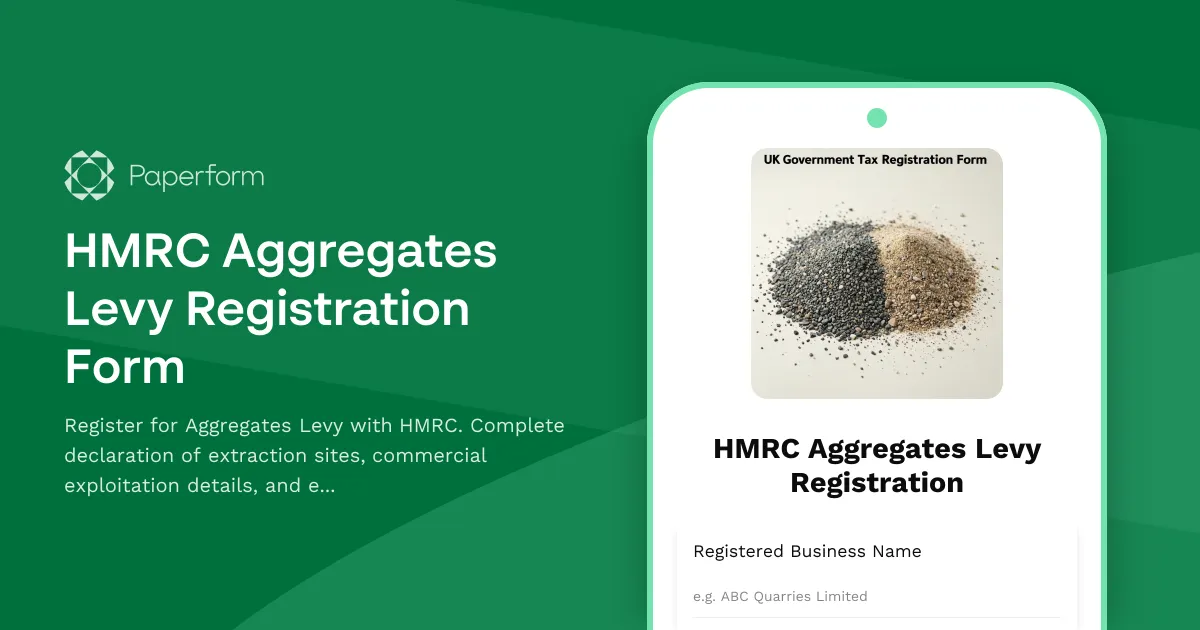 HMRC Aggregates Levy Registration Form