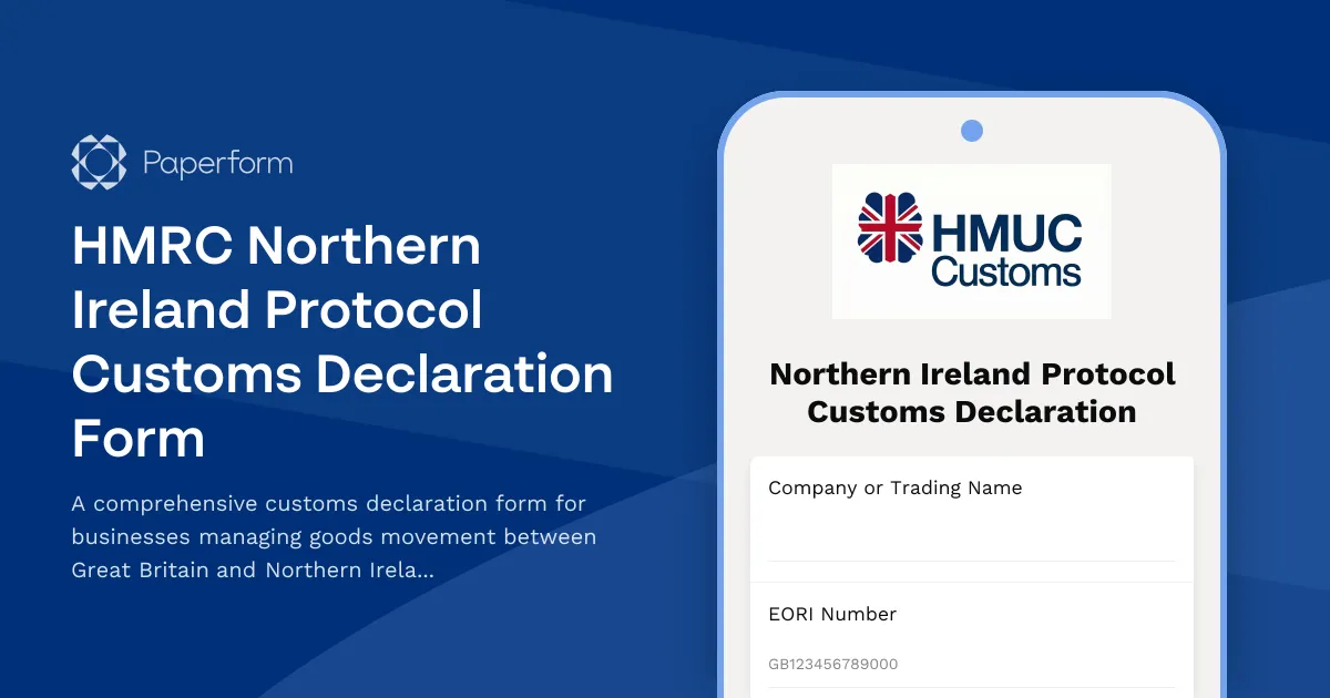 HMRC Northern Ireland Protocol Customs Declaration Form