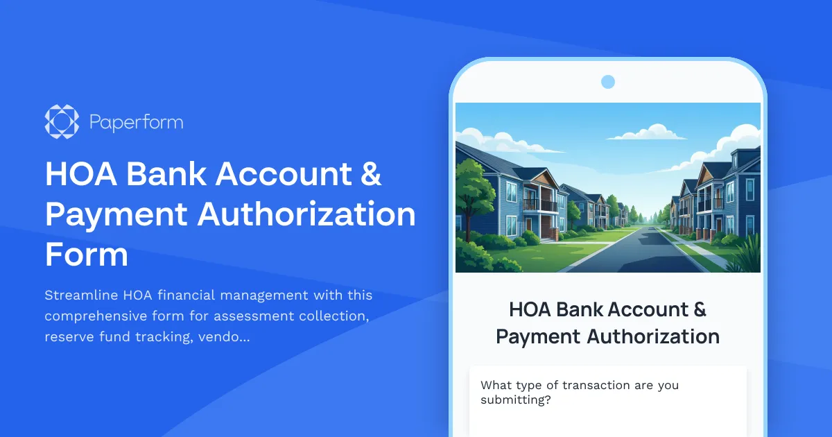HOA Bank Account & Payment Authorization Form