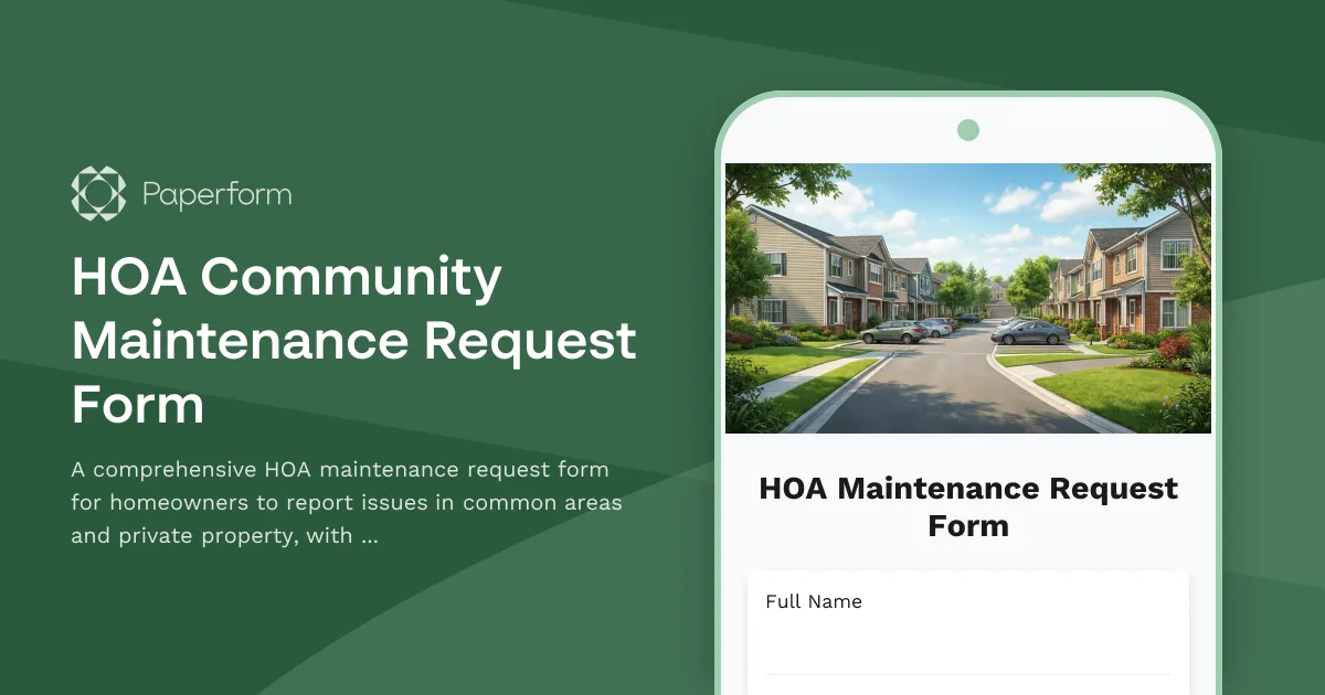 HOA Community Maintenance Request Form