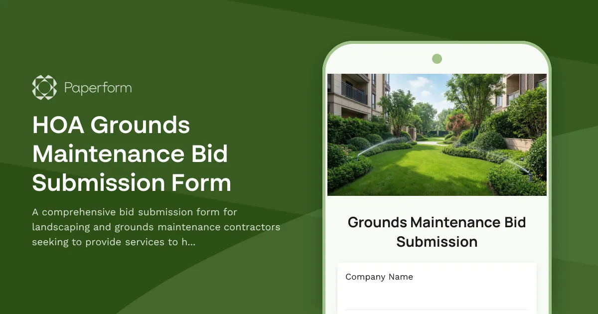 HOA Grounds Maintenance Bid Submission Form