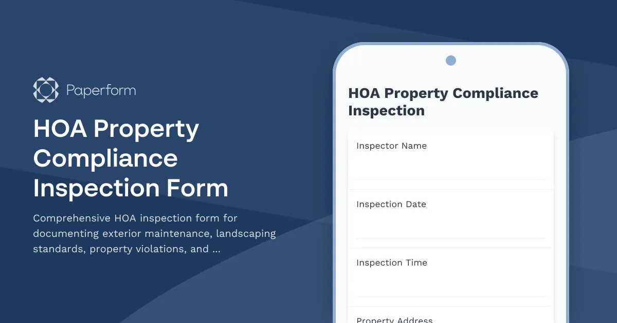 HOA Property Compliance Inspection Form