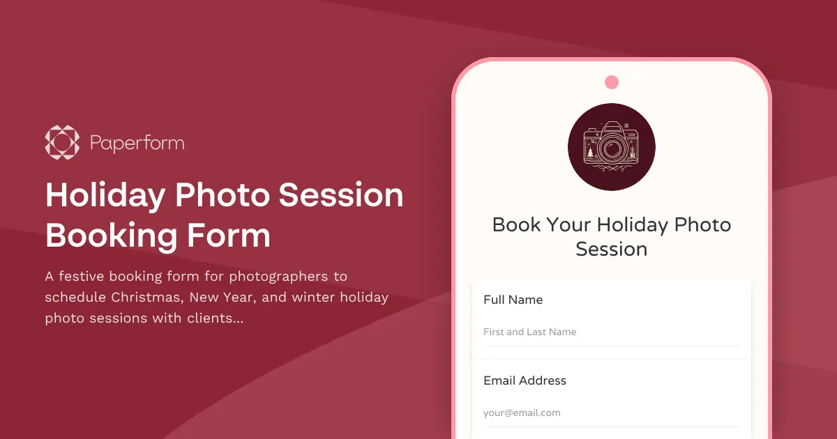 Holiday Photo Session Booking Form