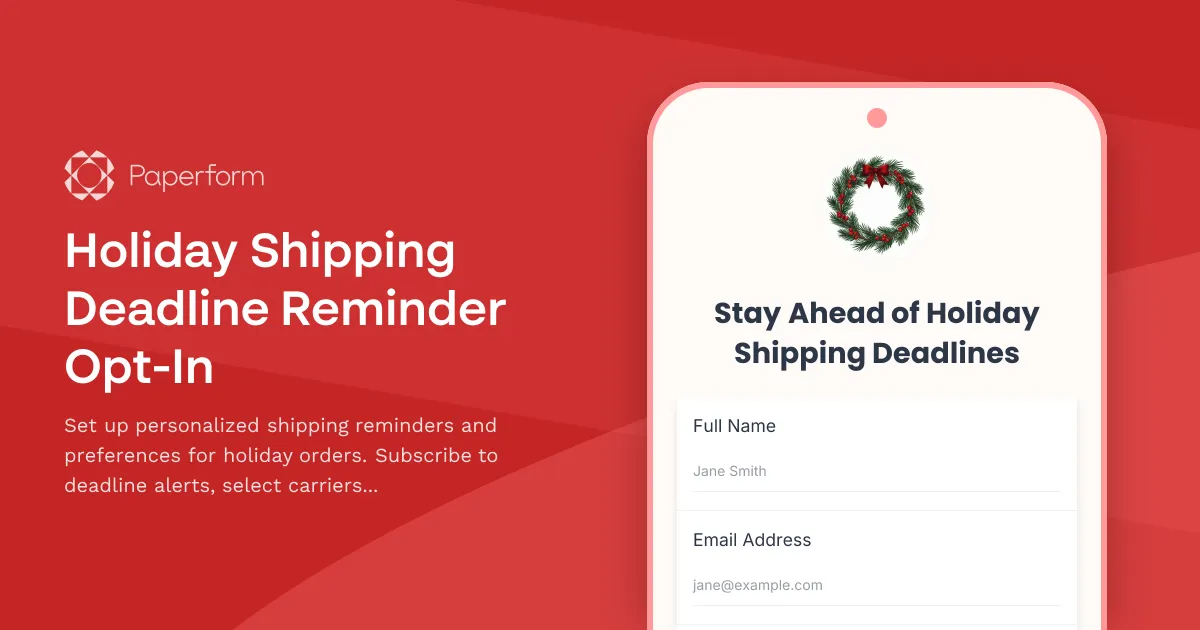 Holiday Shipping Deadline Reminder Opt-In