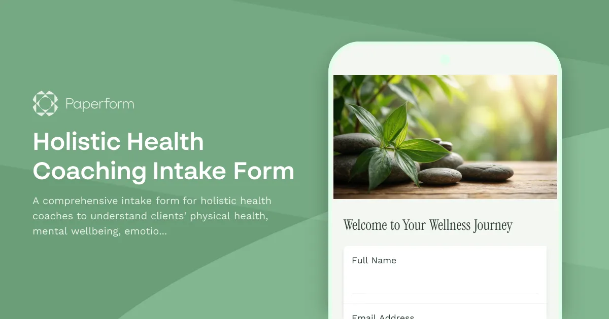 Holistic Health Coaching Intake Form