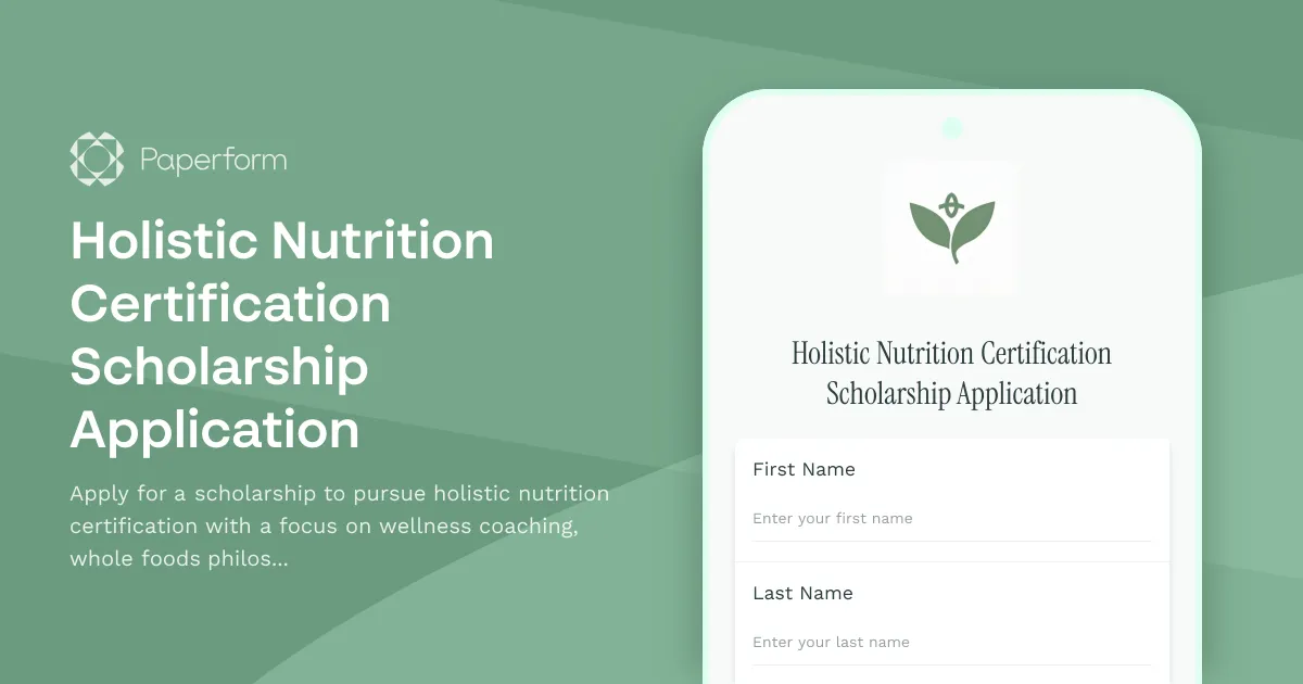 Holistic Nutrition Certification Scholarship Application