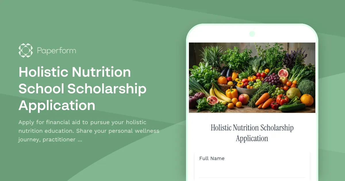 Holistic Nutrition School Scholarship Application