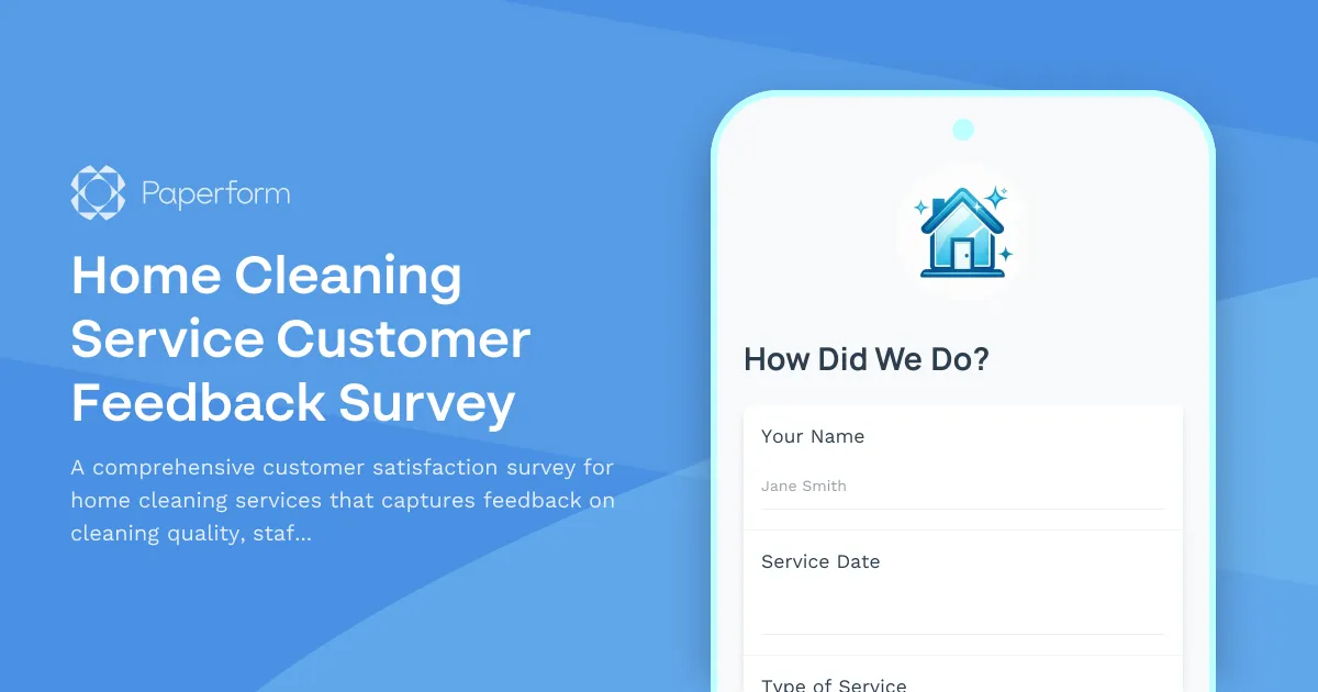 Home Cleaning Service Customer Feedback Survey