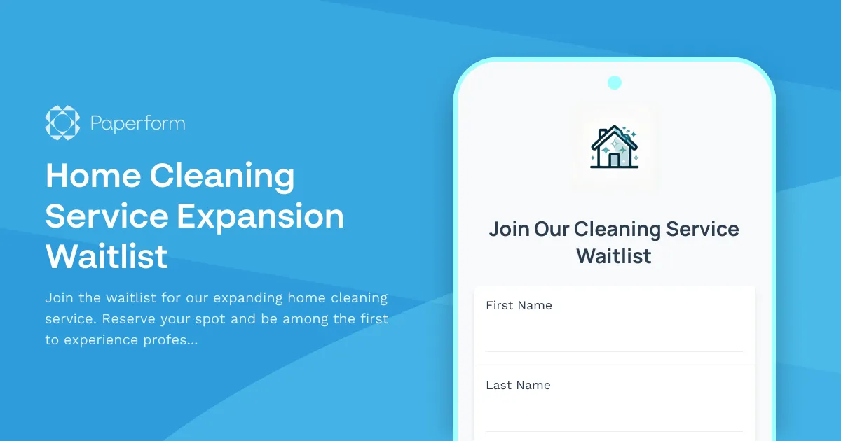 Home Cleaning Service Expansion Waitlist