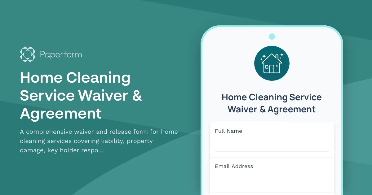 Home Cleaning Service Waiver & Agreement