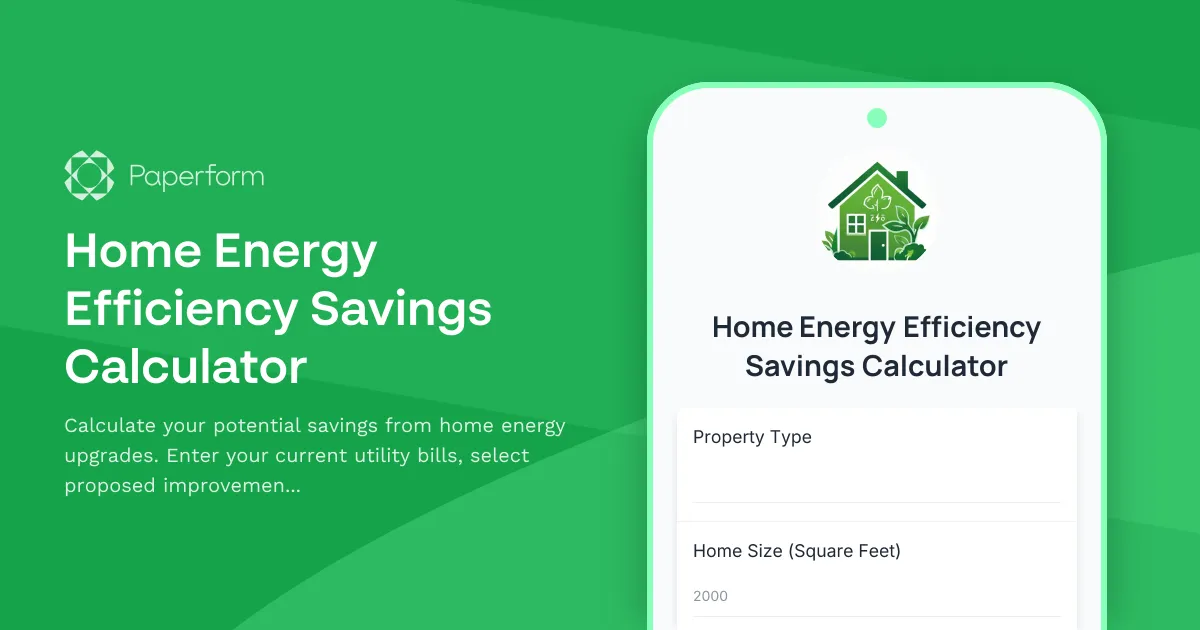 Home Energy Efficiency Savings Calculator