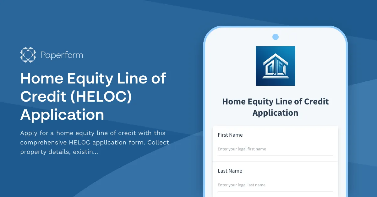 Home Equity Line of Credit (HELOC) Application