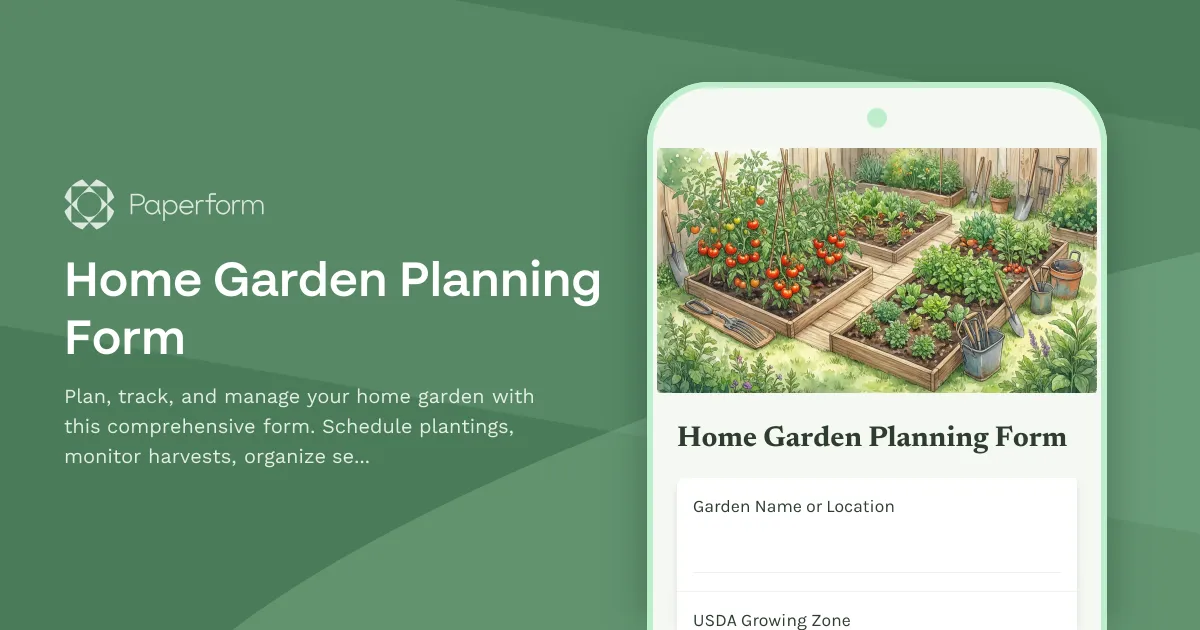 Home Garden Planning Form