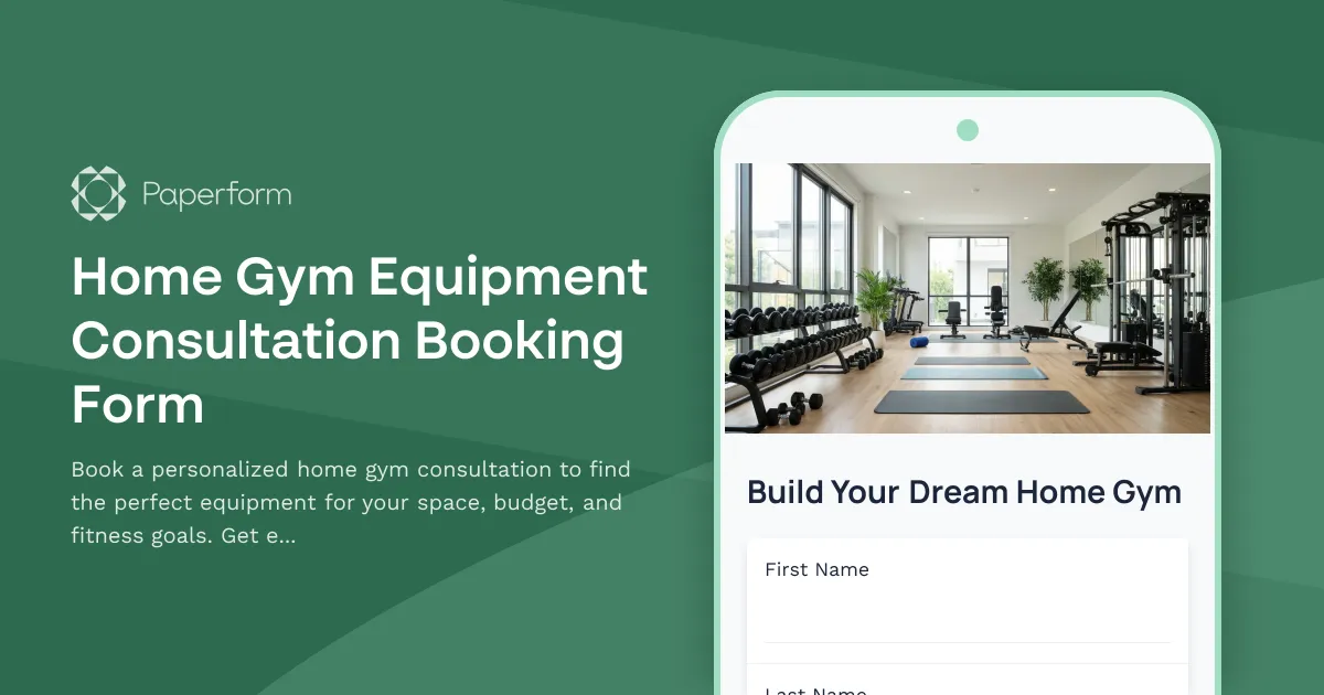 Home Gym Equipment Consultation Booking Form