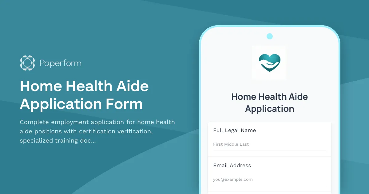 Home Health Aide Application Form