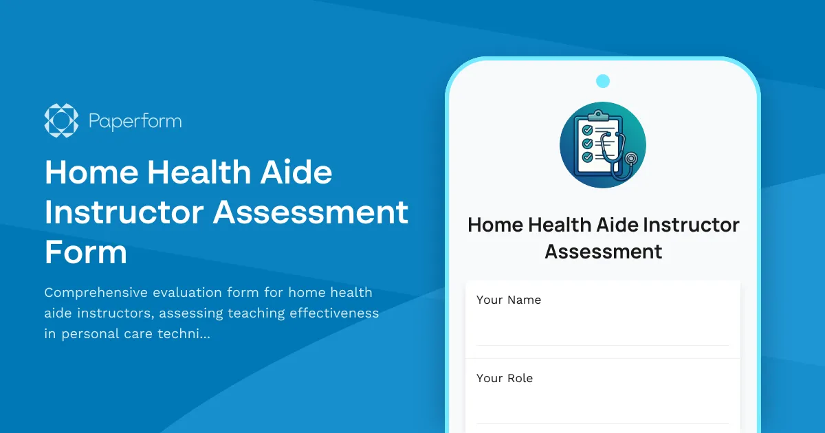 Home Health Aide Instructor Assessment Form