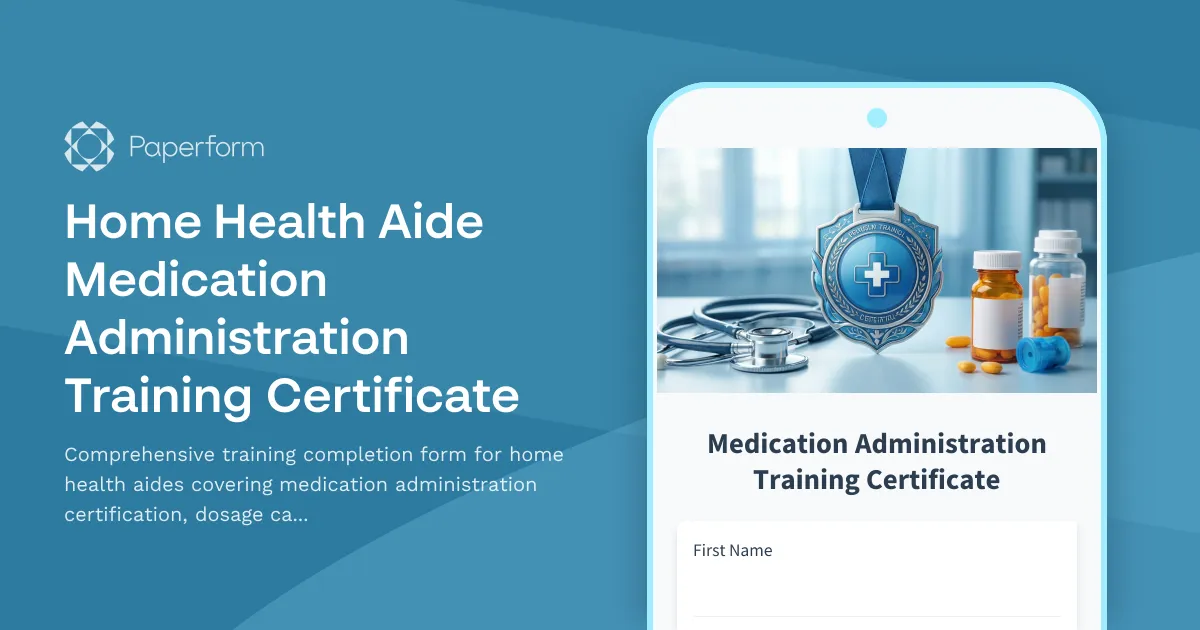 Home Health Aide Medication Administration Training Certificate