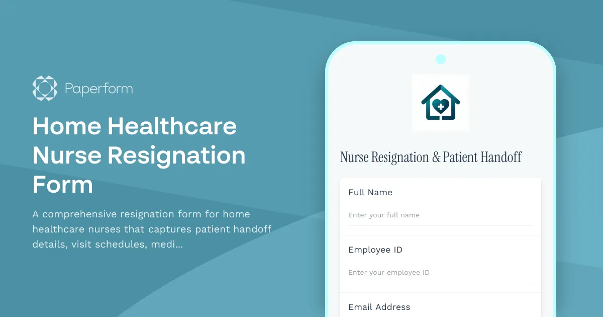 Home Healthcare Nurse Resignation Form