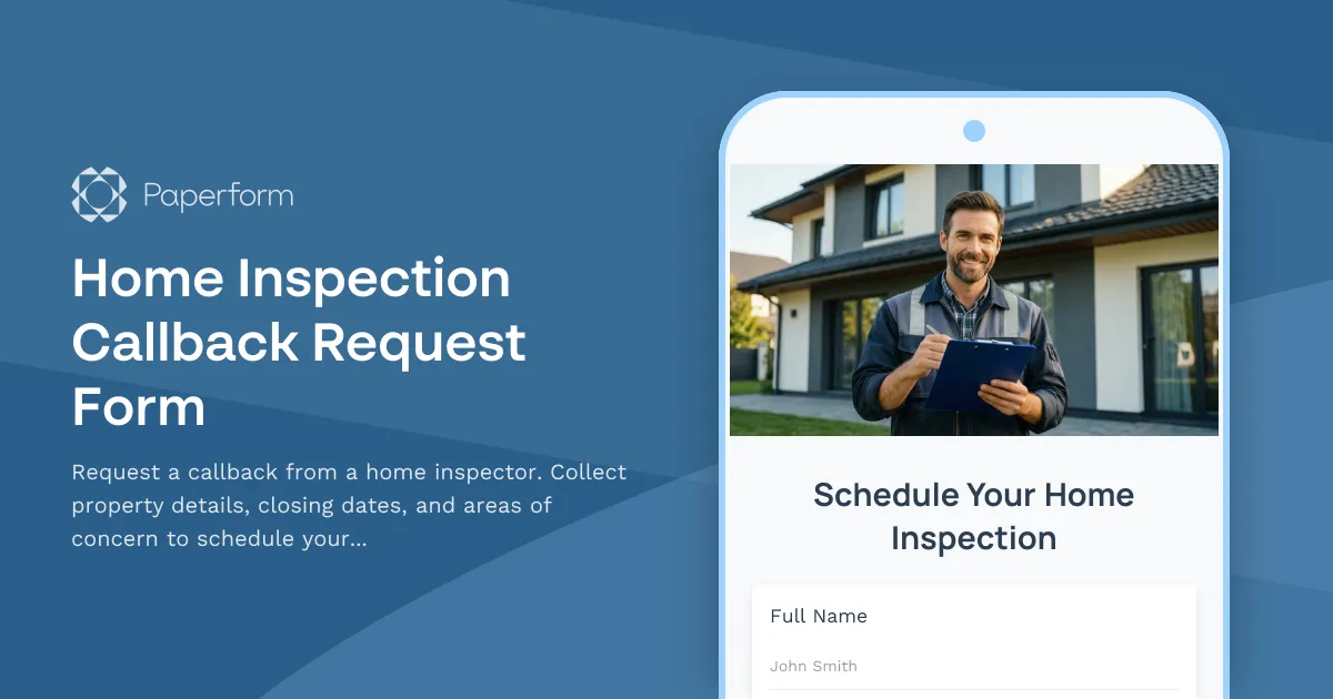 Home Inspection Callback Request Form