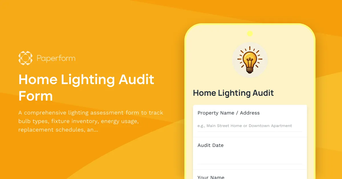 Home Lighting Audit Form