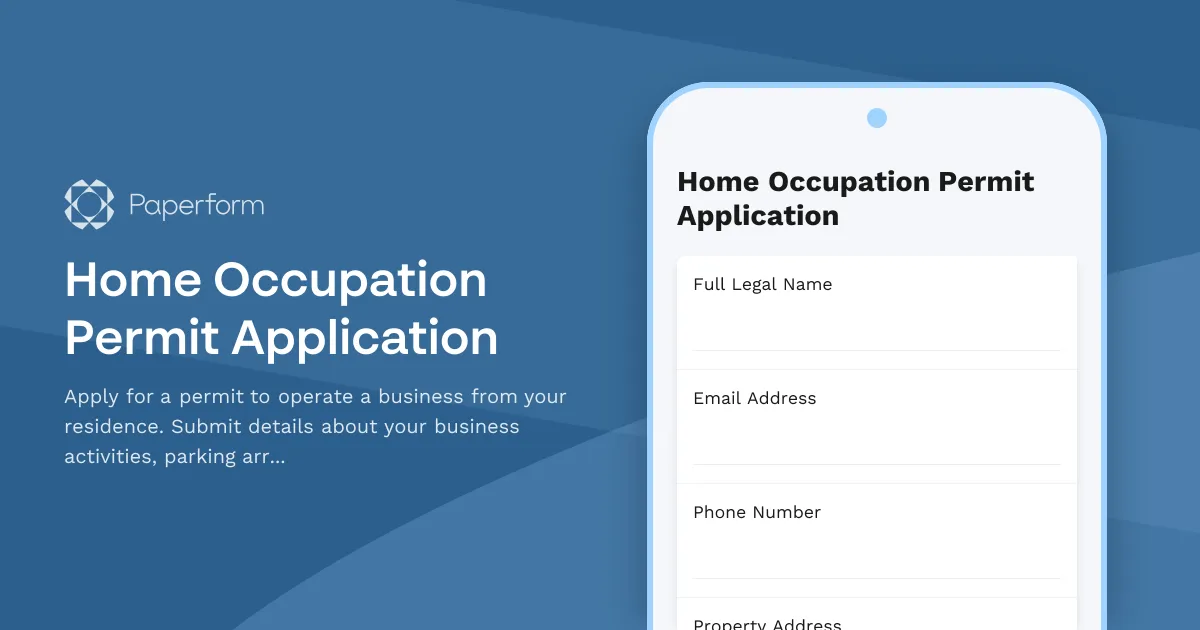 Home Occupation Permit Application