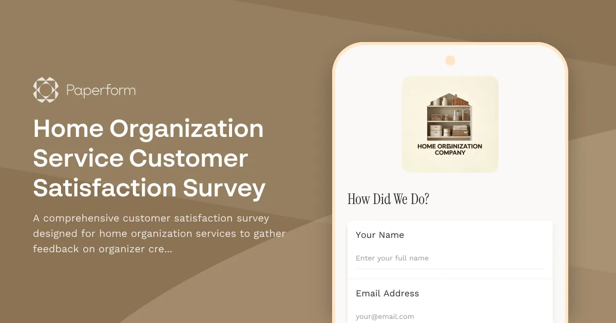Home Organization Service Customer Satisfaction Survey
