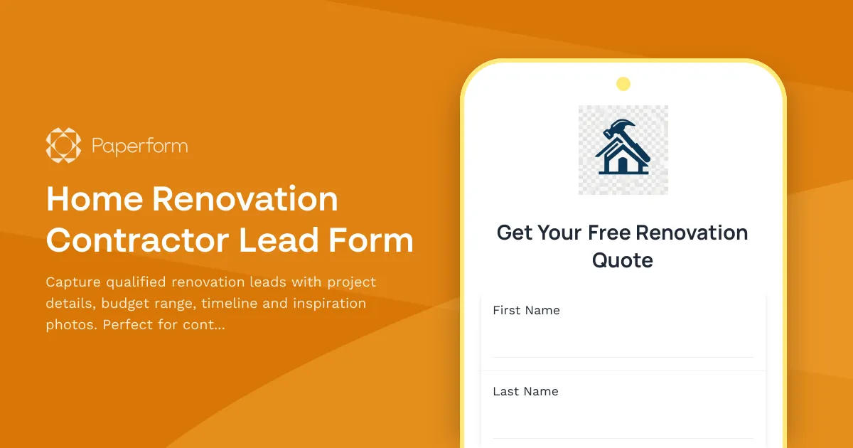 Home Renovation Contractor Lead Form