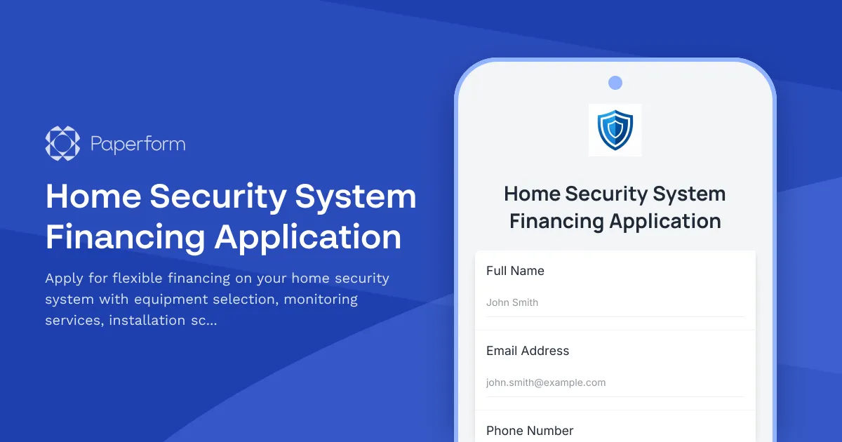 Home Security System Financing Application