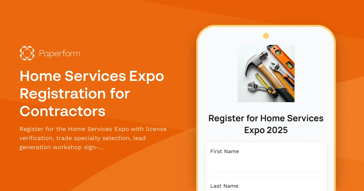 Home Services Expo Registration for Contractors