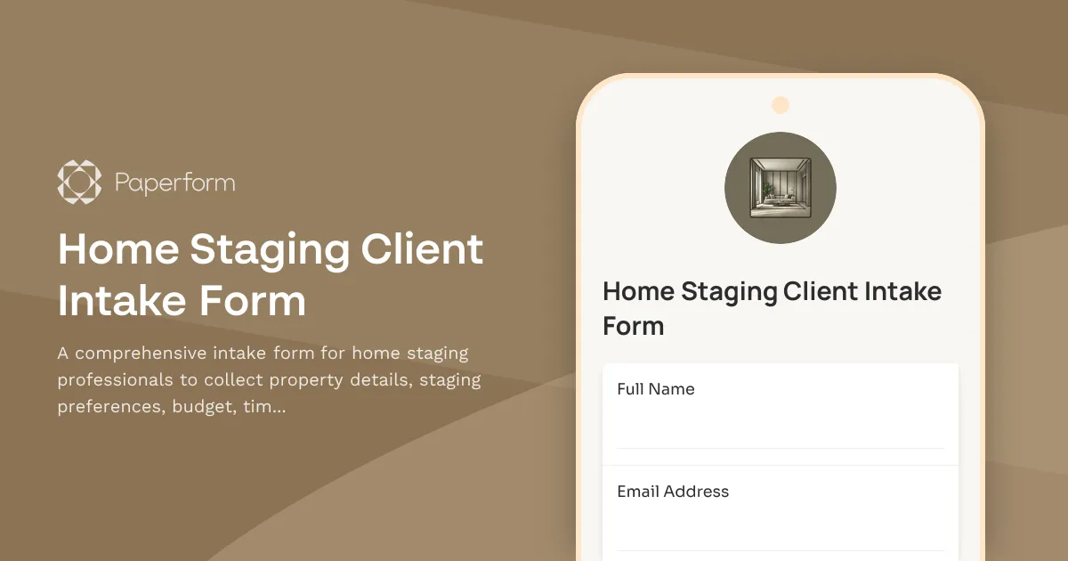 Home Staging Client Intake Form