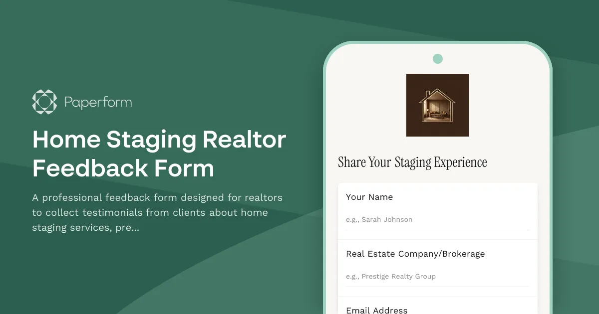 Home Staging Realtor Feedback Form