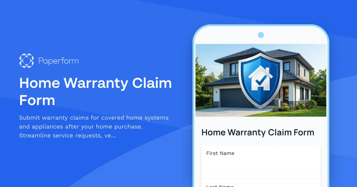 Home Warranty Claim Form