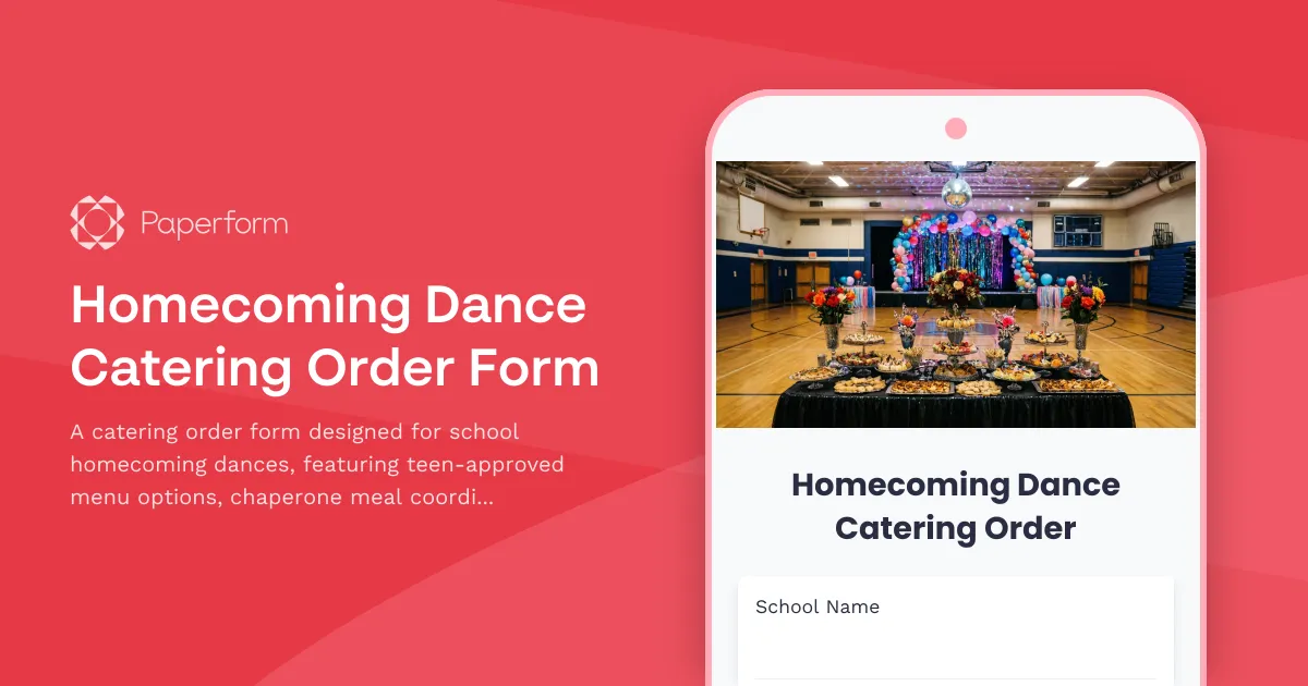Homecoming Dance Catering Order Form