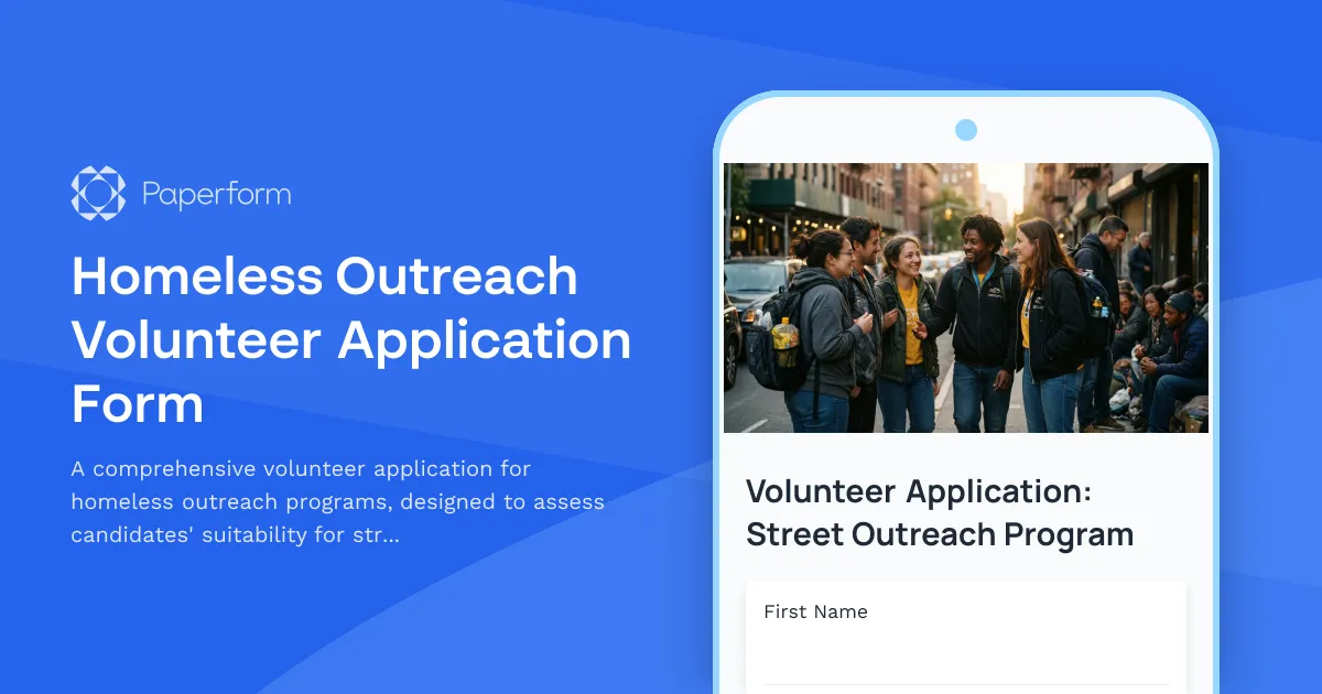 Homeless Outreach Volunteer Application Form