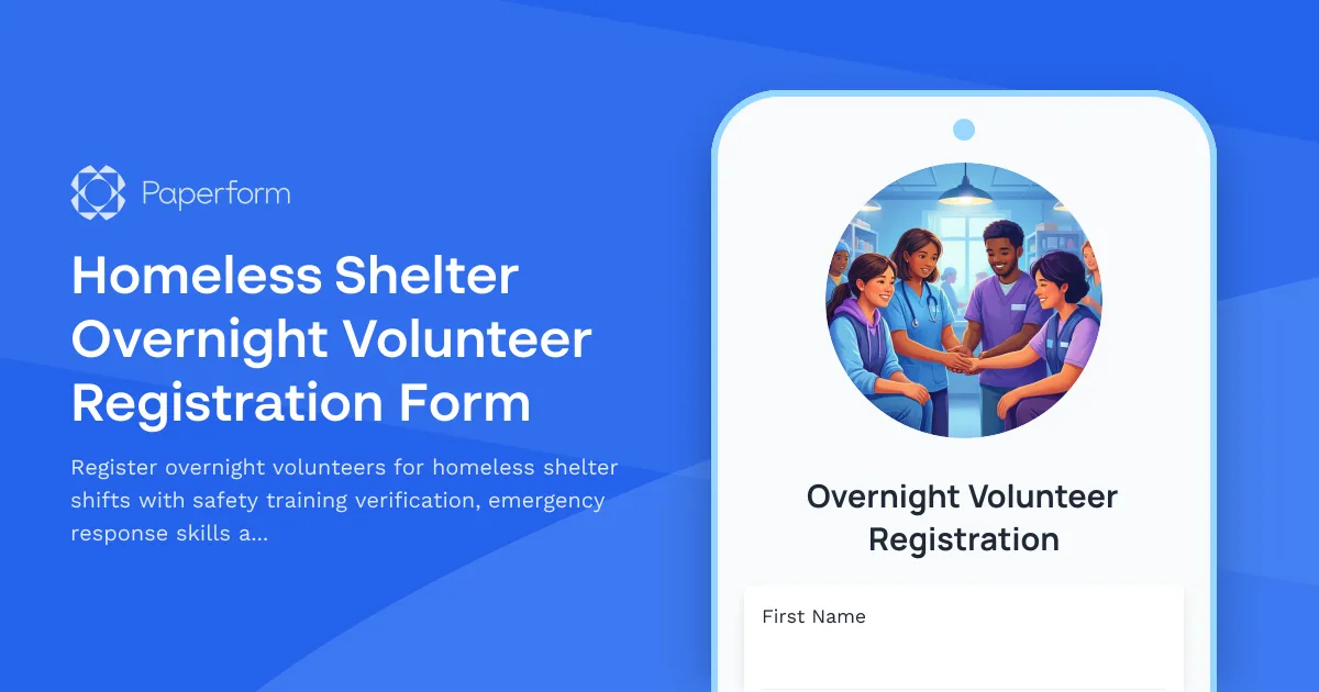 Homeless Shelter Overnight Volunteer Registration Form