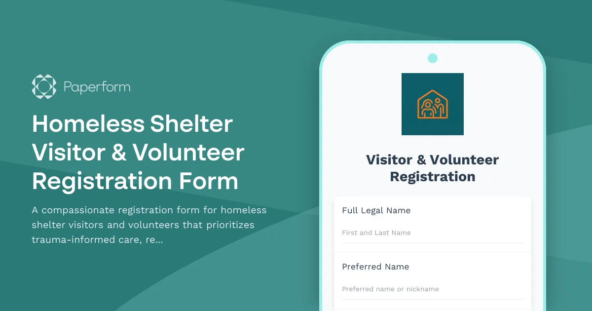 Homeless Shelter Visitor & Volunteer Registration Form